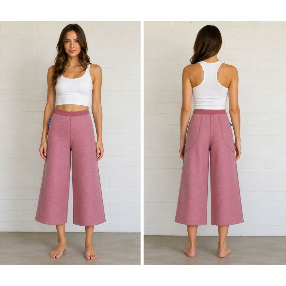 New Free People M 8 10 Mauve Yes They're That Soft Crop Fleece Pocket Pants